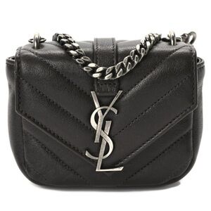YSL Sheepskin Matelasse Chevron
Monogram Mini College Bag
Dark Anthracite